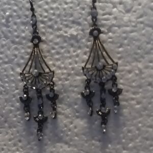 Elegant Black and Silver Chandelier Earrings